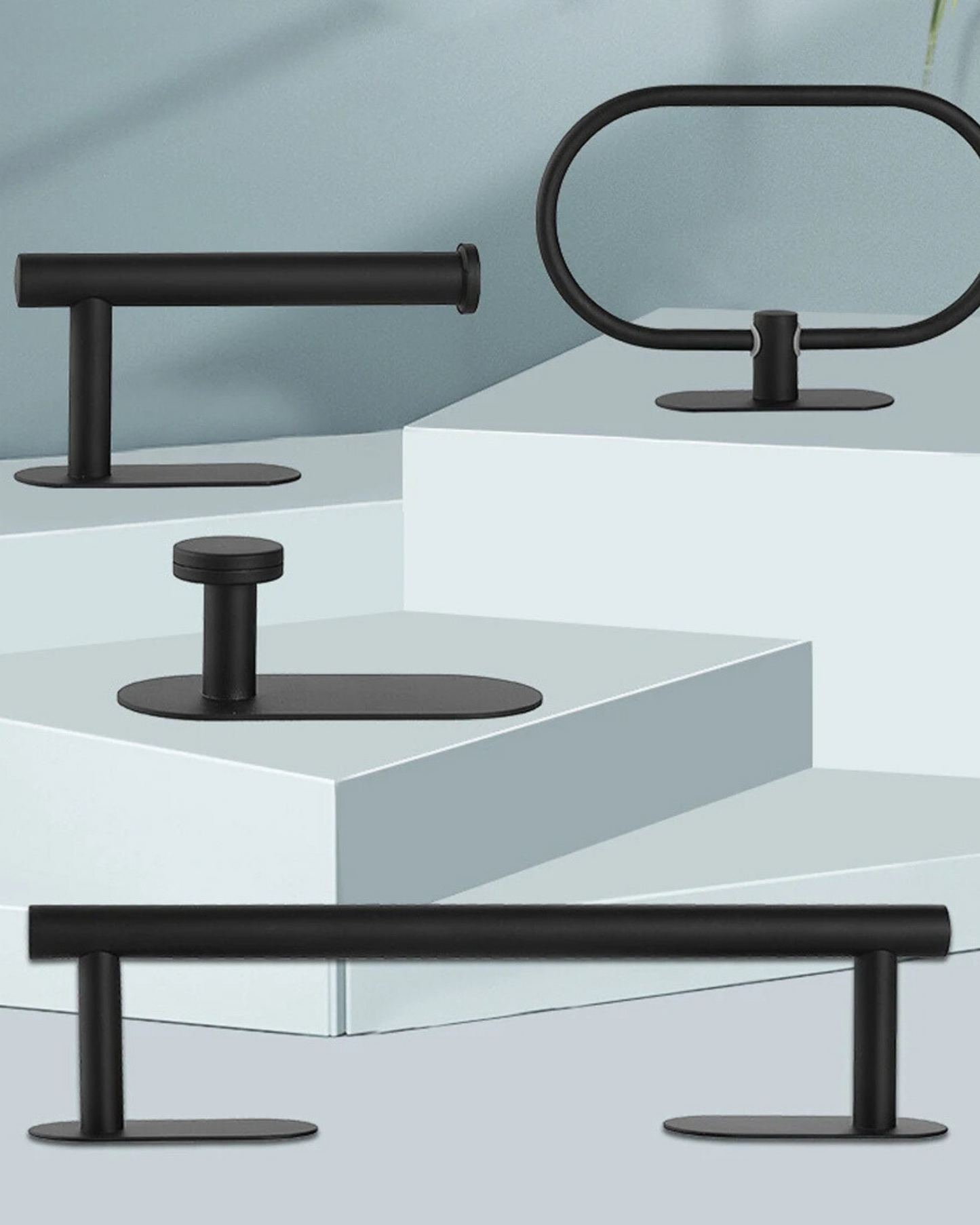 Kit Acessórios para Banheiro Preto Fosco Premium em Aço Inox 304 | Toalheiro, Porta Toalha, Papeleira, Gancho | Instalação Fácil | Frete Grátis