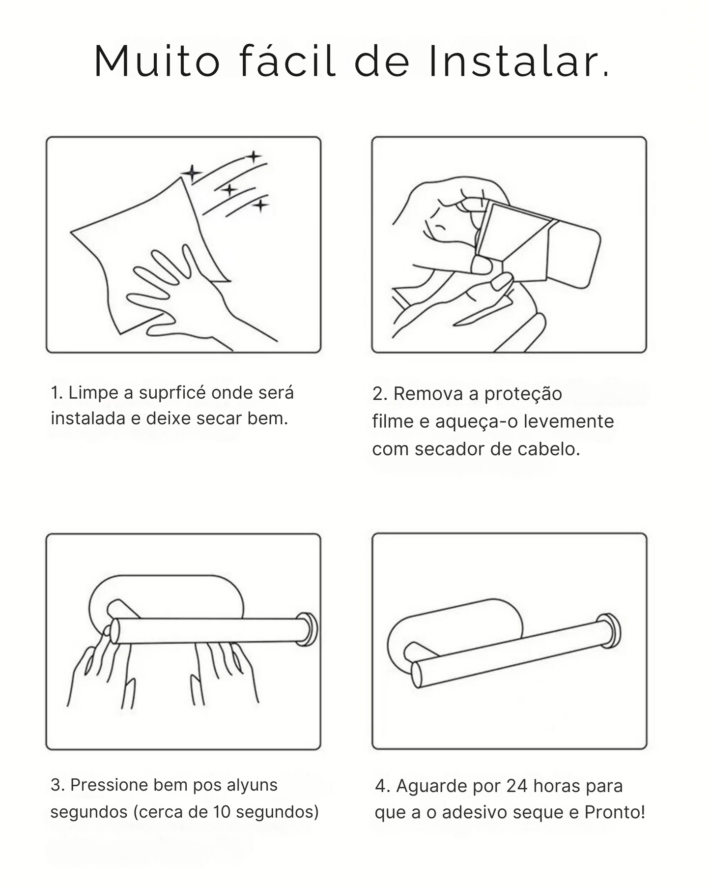 Kit Acessórios para Banheiro Preto Fosco Premium em Aço Inox 304 | Toalheiro, Porta Toalha, Papeleira, Gancho | Instalação Fácil | Frete Grátis
