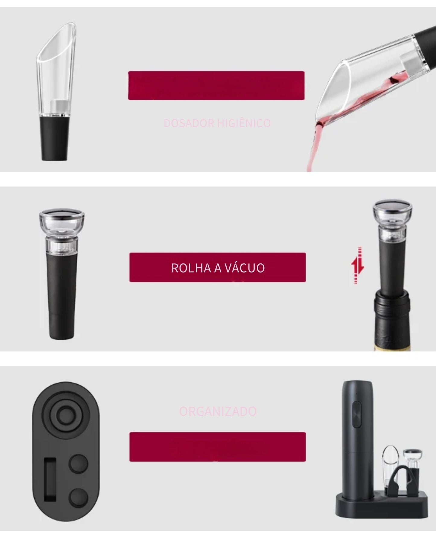 Abridor de Vinho Automático WineSet | Abridor de Vinho Elétrico WineSet