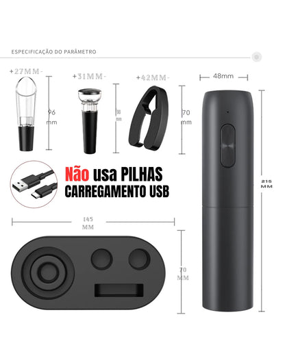 Abridor de Vinho Automático WineSet | Abridor de Vinho Elétrico WineSet