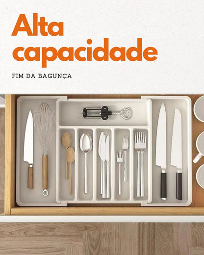 Divisor de Talher Ajustável para Gaveta de Cozinha | Organização e Higiene | Frete Grátis