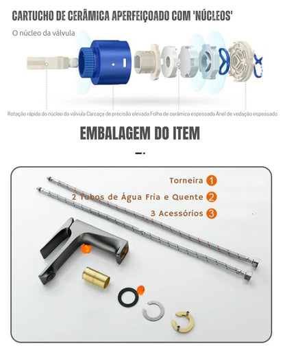 Torneira de Banheiro Água Quente/Fria - Só Água Fria - Dual Premium Design Moderno - Fácil Instalação e Durabilidade Excepcional - Frete Grátis