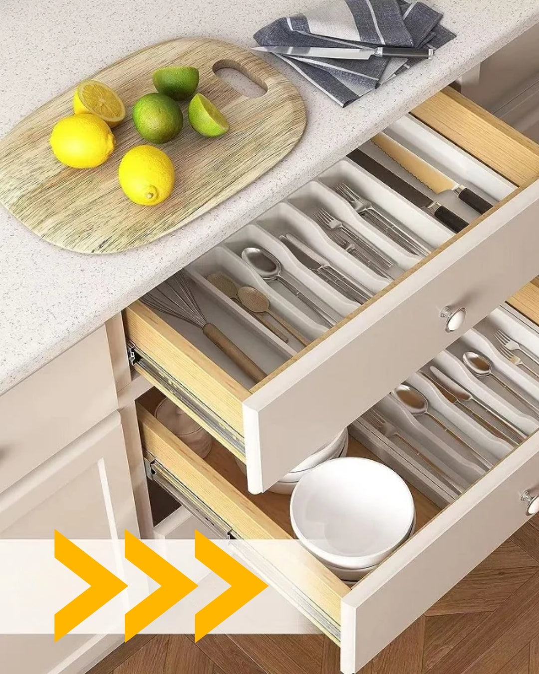 Divisor de Talher Ajustável para Gaveta de Cozinha | Organização e Higiene | Frete Grátis